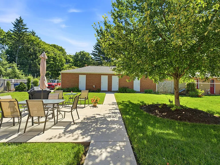 View from your back door. That's your garage straight ahead.