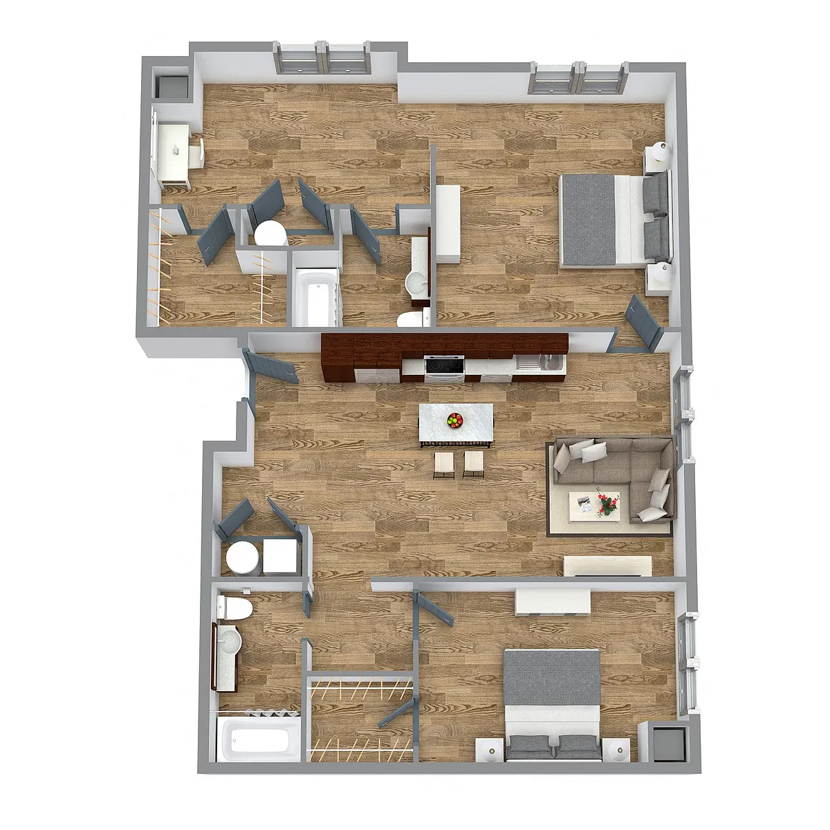 Floor plan The 2 Bedroom 7 (Orange)