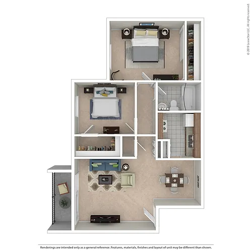 Floor plan 2 Bed 1 Bath