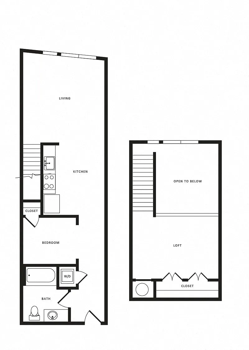 Floor plan 1 Bed/1 Bath Loft-A08L Modern