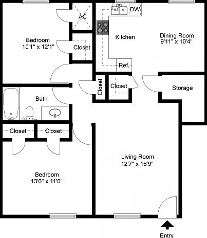 Two bedroom floor plan Two bedroom floor plan