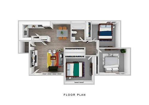 Floor plan 3 Bedroom / 1 Bath - D1