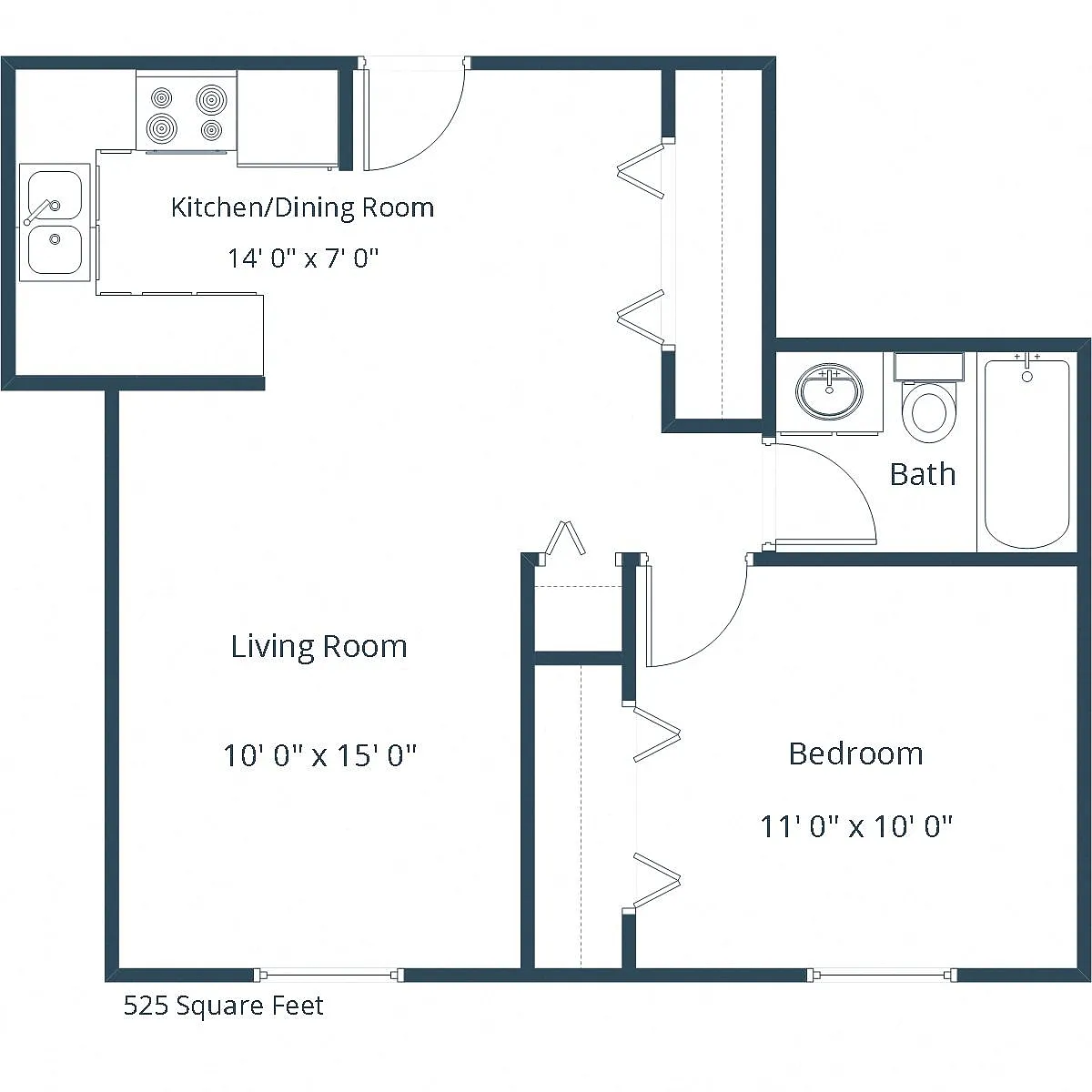 Floor plan One Bedroom 11C