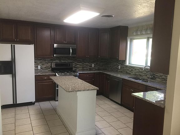 Kitchen island with granite countertops
