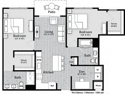 Floor plan The Callaway (w/den)