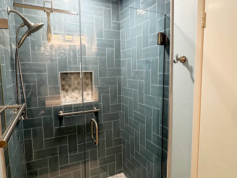 Updated shower with custom tile