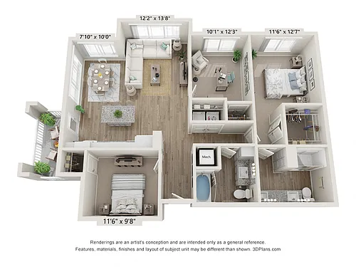 Floor plan Three Bedroom A