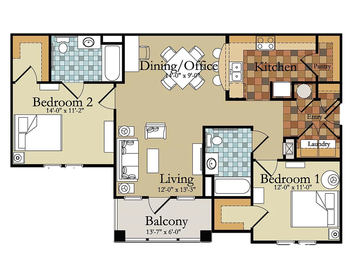 Floor plan 2 Bed