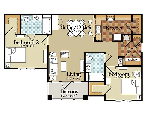 Floor plan 2 Bed - New Construction