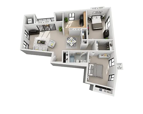 Floor plan Garden (2 Bedroom Outside)