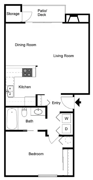 Floor plan 1 Bedroom 1 Bath