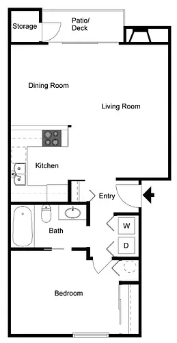 Floor plan 1 Bedroom 1 Bath