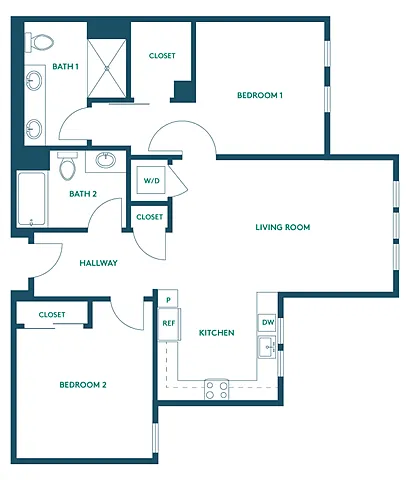 Floor plan 2Bed/2Bath D -Signature