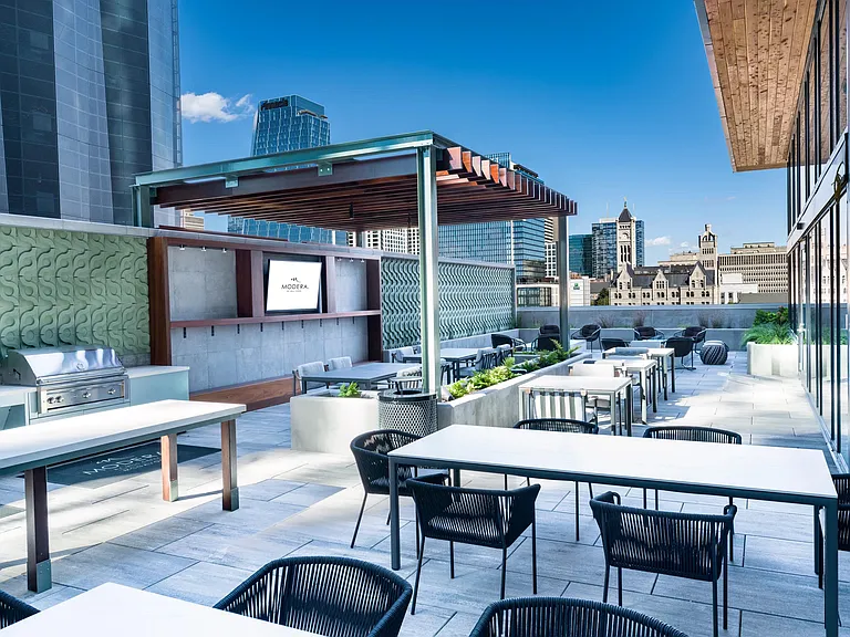 The sky lounge features grilling stations and skyline views just minutes from the heart of Nashville.