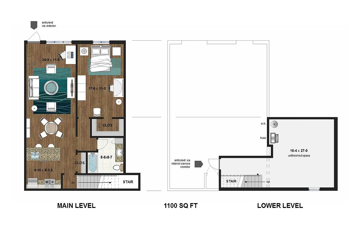 Floor plan Greenwood Manor - One Bedroom (B)