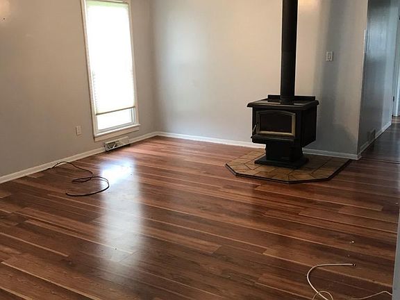 Living room with wood burning stove