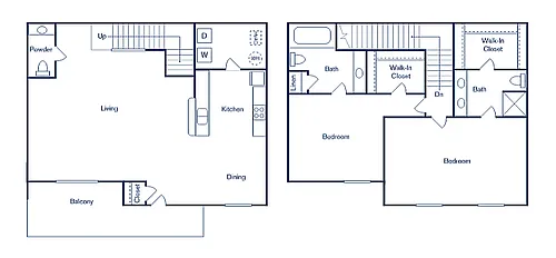 Floor plan 2 Bedroom, 2.5 Bath Townhome