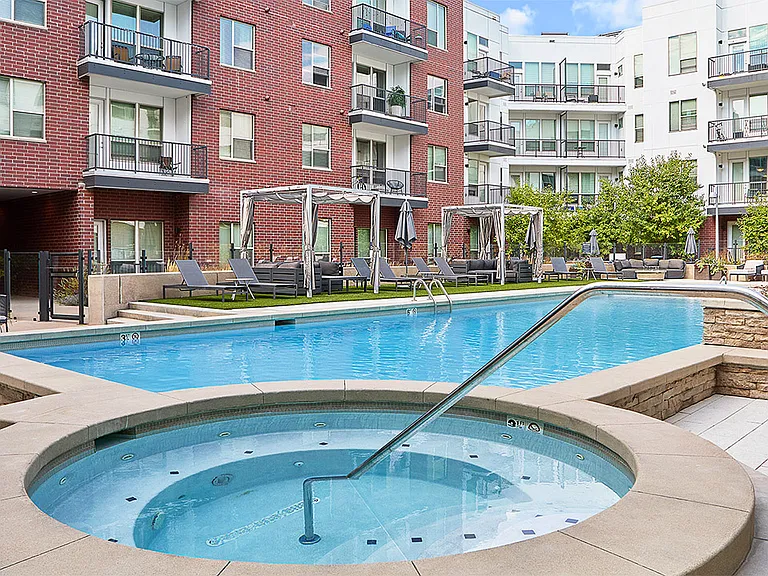 Apartment community all-season spa at Griffis at Fiddler's Green in Centennial, Colorado.
