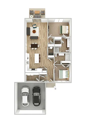 Floor plan Villa w/ 2 Car Garage