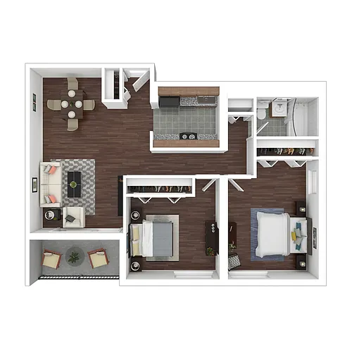 Floor plan Affordable 2 Bedroom (TC, 60% AMI)