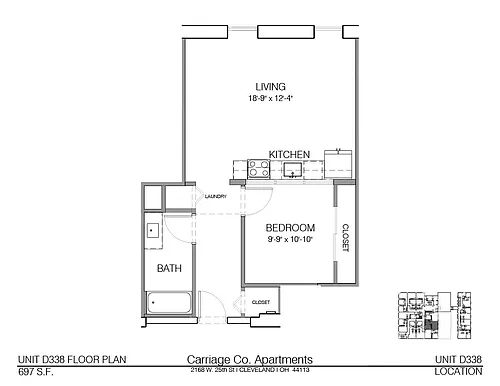 Floor plan c1-697 - 1 bed, 1 bath