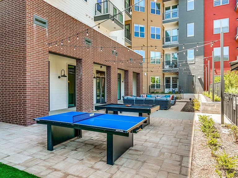Outdoor ping pong table and entertainment area