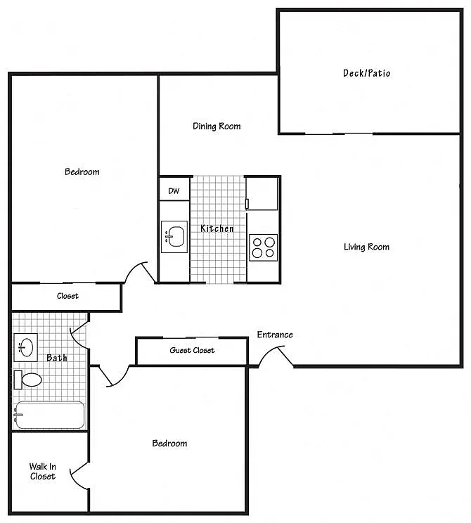 Floor plan 2x1 824 SF - A