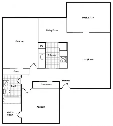 Floor plan 2x1 824 SF - A