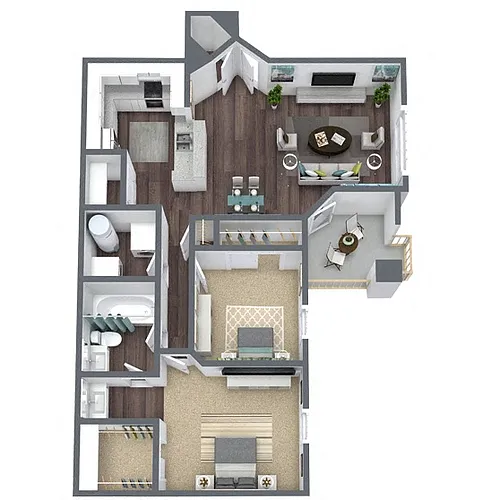 Floor plan B1: 2 Bed 1 Bath