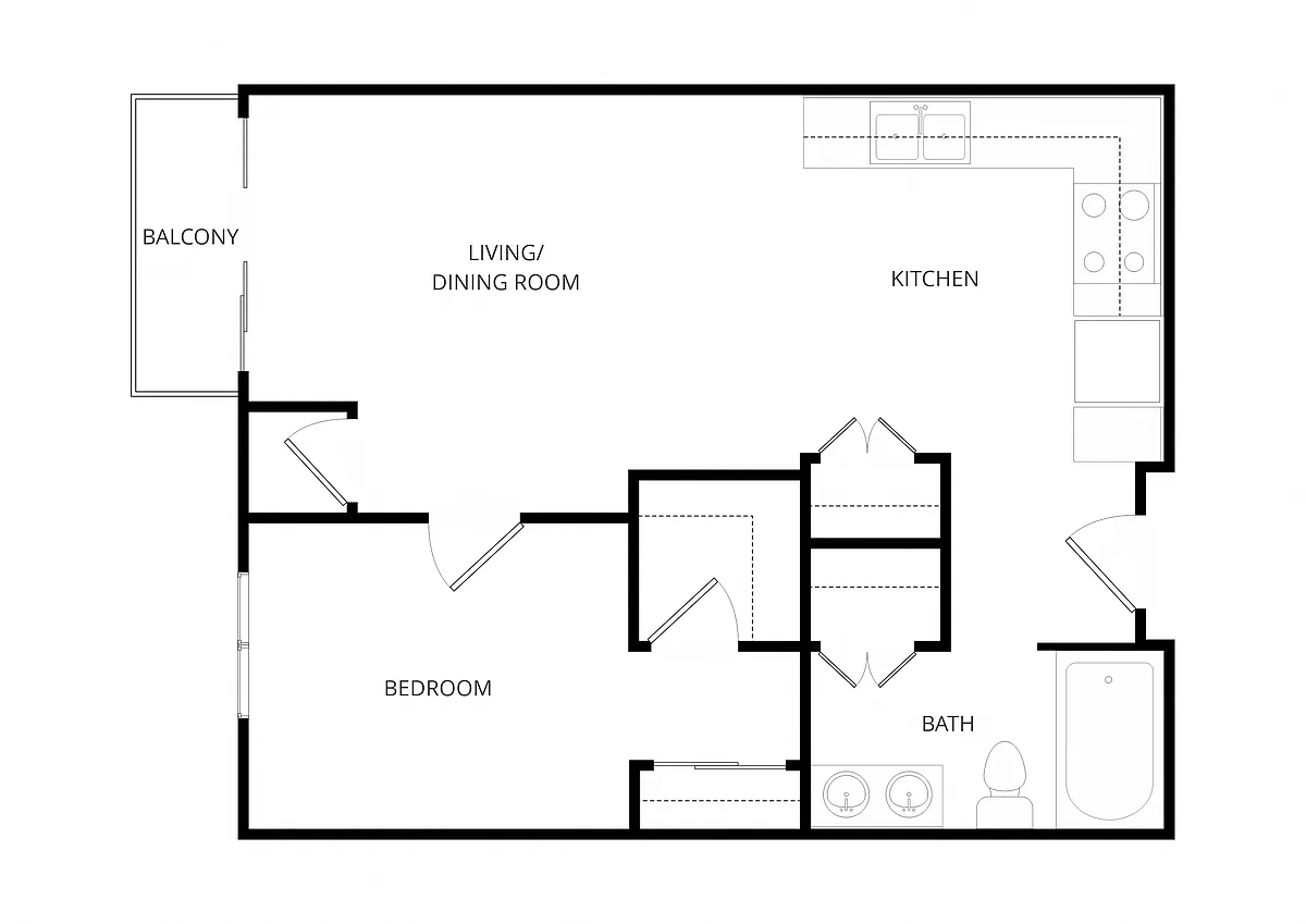 Floor plan Blue B1 1X1