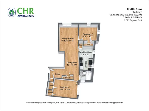 Floor plan 2 Bedroom/1 Bath