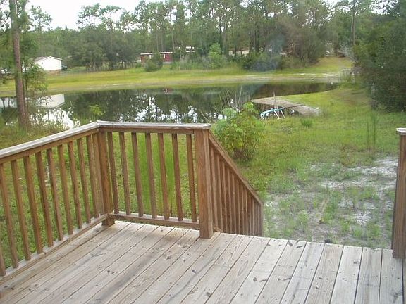 view of pond from back deck