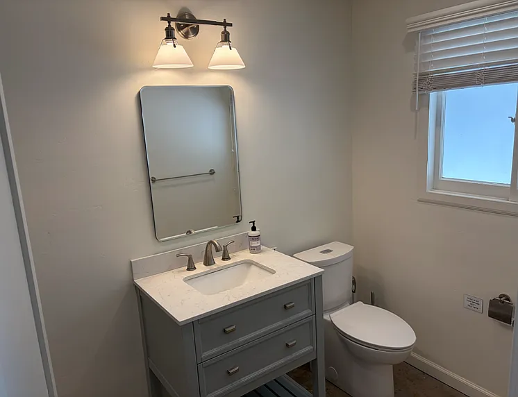 This is an actual photo of the bathroom, which is almost completed (just need to install the tile on the floor).