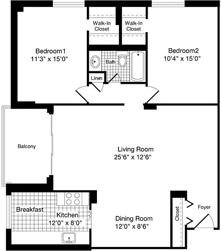 Floor plan 2 Bedrooms B