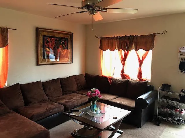 Living room with ceiling fan