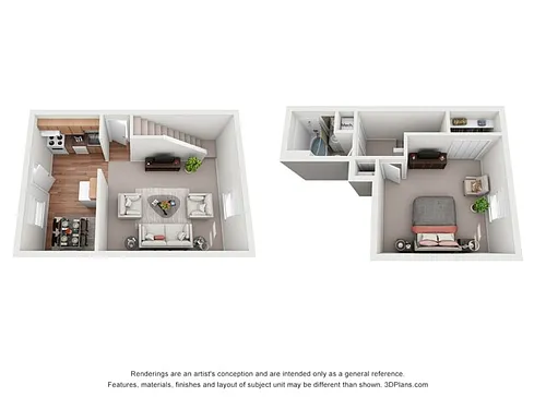 Floor plan 1 Bedroom Deluxe Townhome