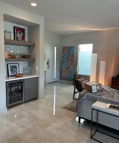 view back to front door from dining area