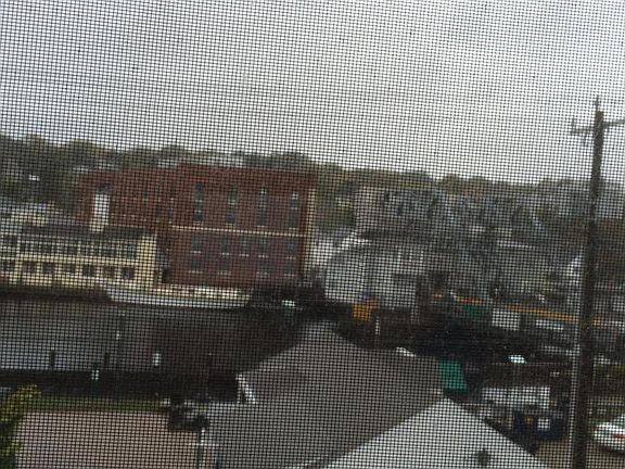 View of Historic Bridge and sailing vessels on the Mystic ri
