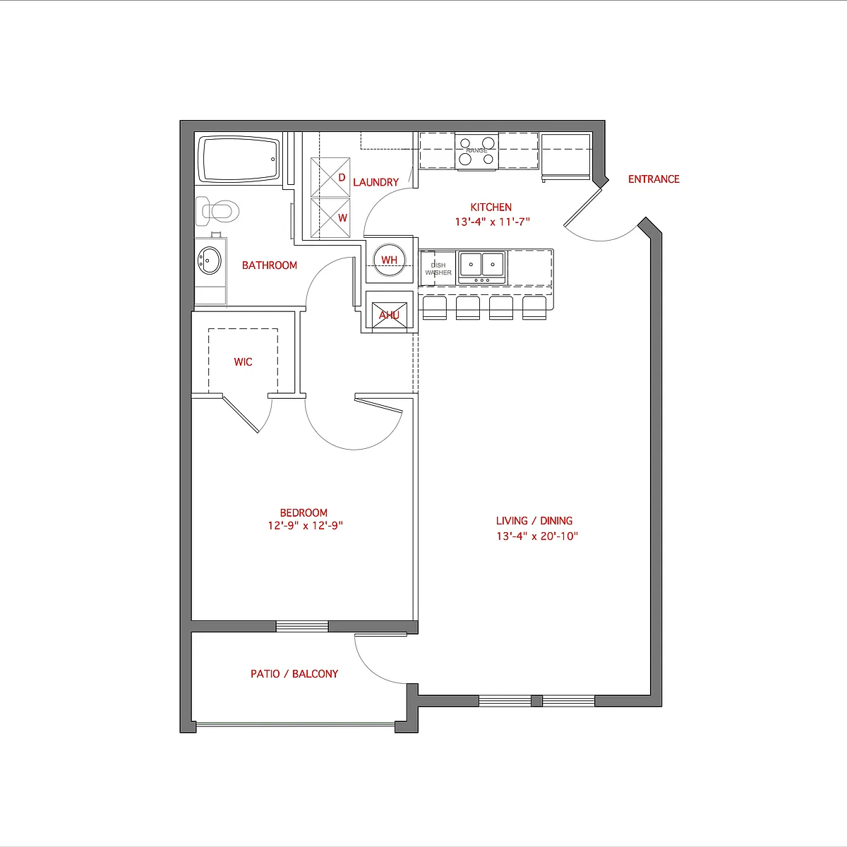 Floor plan 1BR- Balcony - Horizon