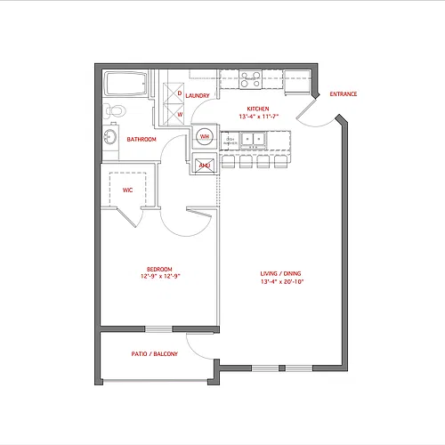 Floor plan 1BR- Balcony - Horizon