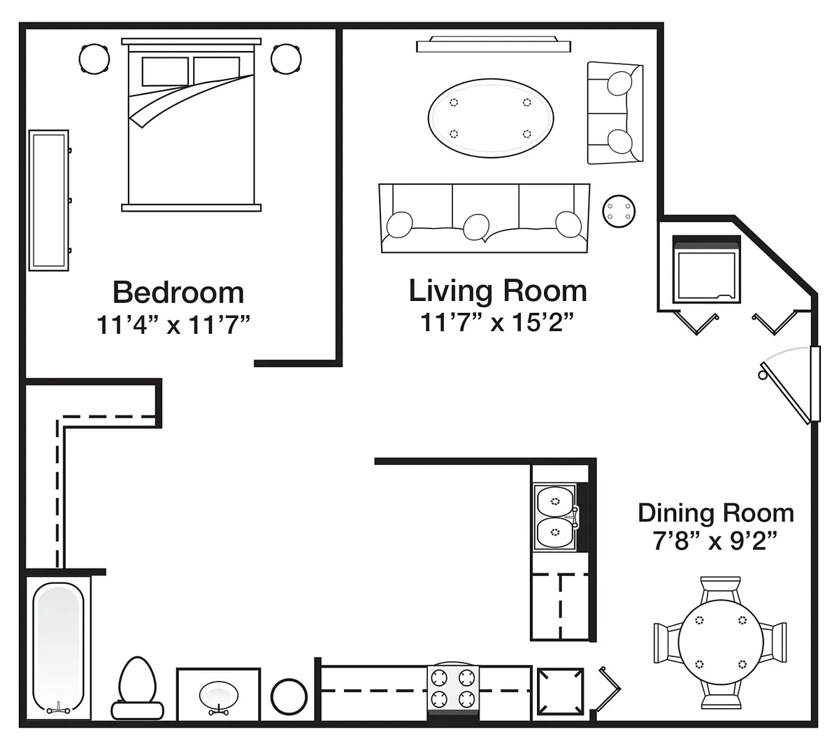 Floor plan 1 Bedroom 1 Bath