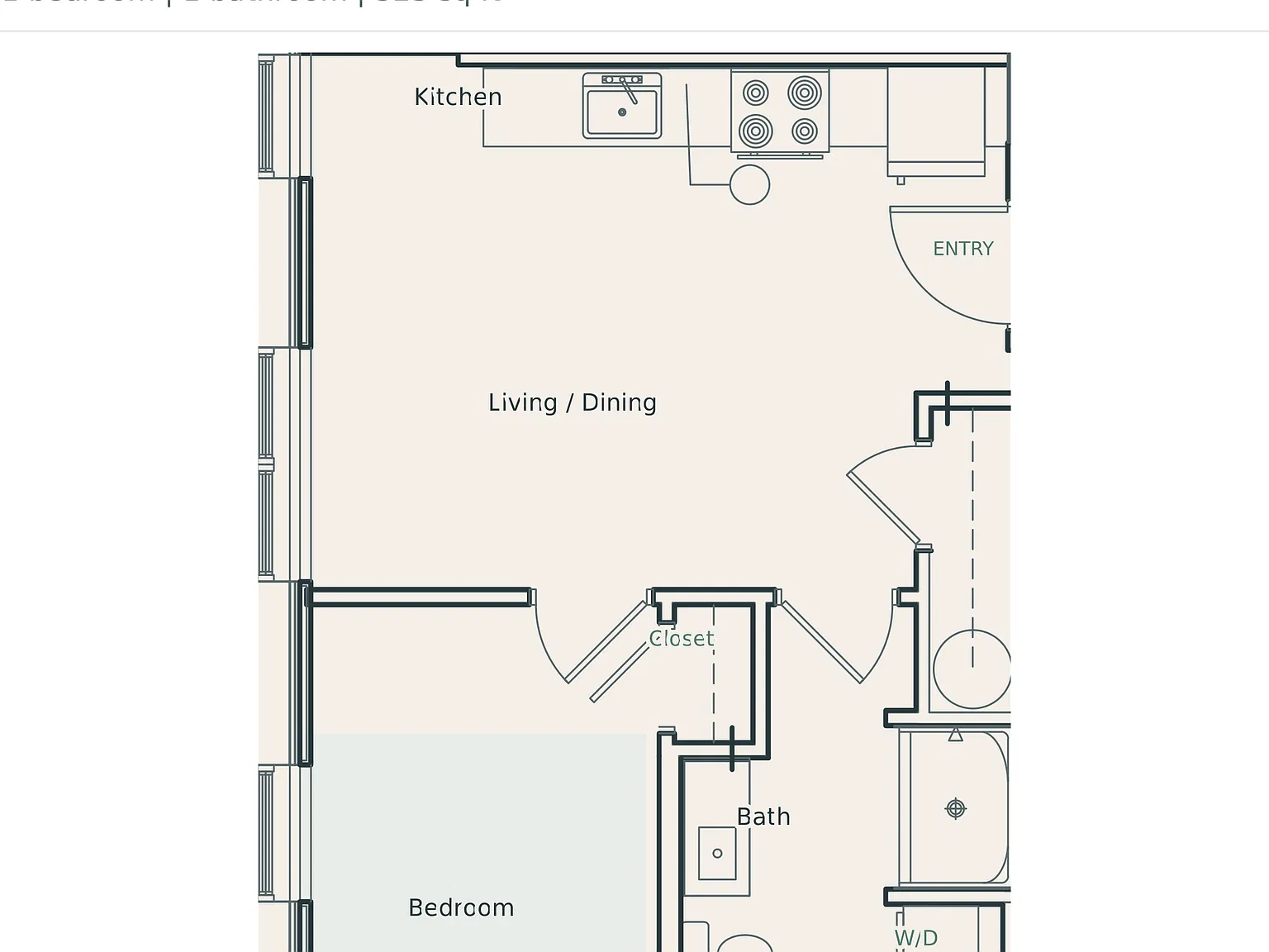 1 bed, 523 sqft, $1,750 — Photo 2