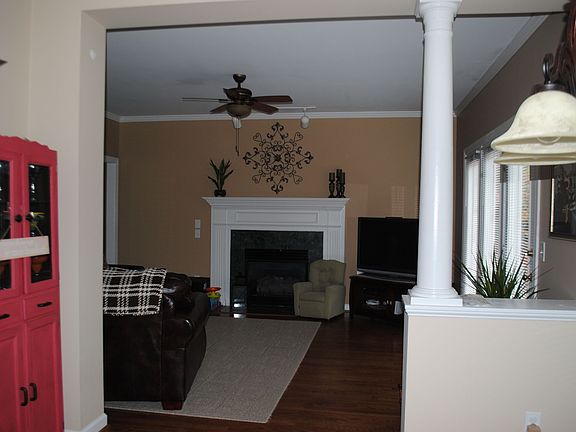 view from kitchen to den