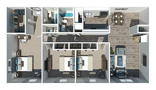Floor plan 3 Bedroom 2 Bath