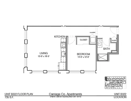 Floor plan c1-735 - 1 bed, 1 bath