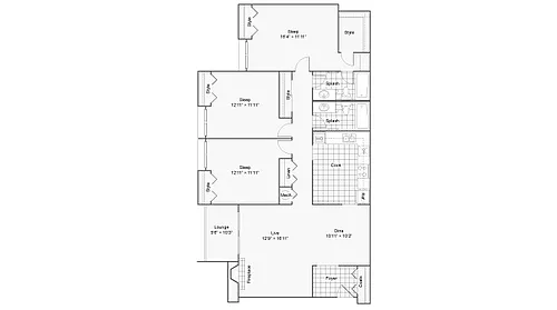 Floor plan 3 Bed 2 Bath