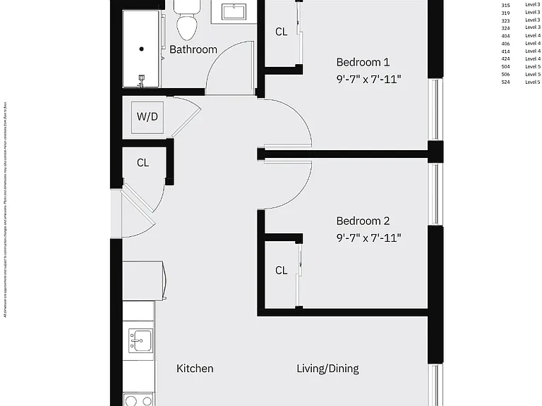 2 Bed 1 Bath - A 576 SF 2 Bed 1 Bath - A 576 SF