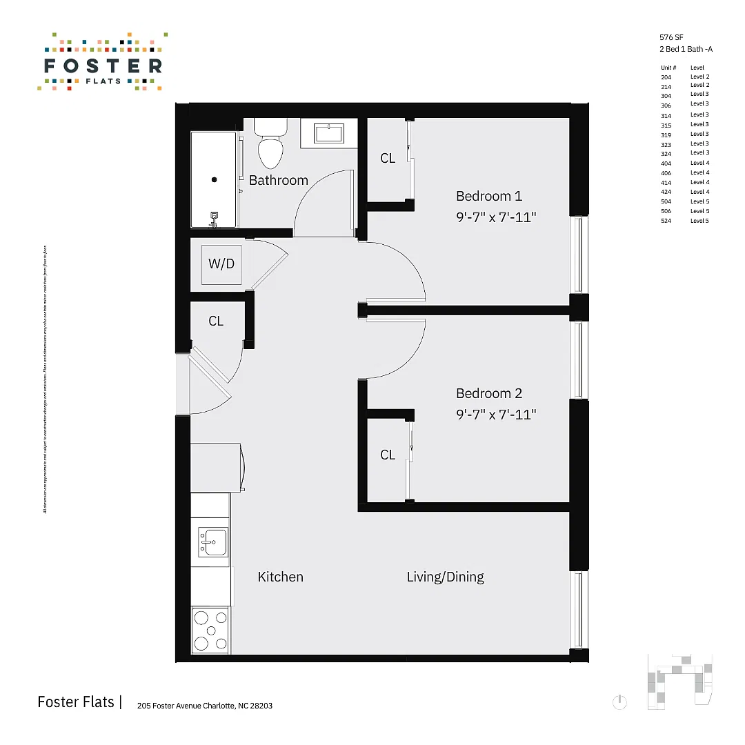 Floor plan 2 Bed 1 Bath - A