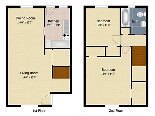 Floor plan 2 Bedroom Townhome