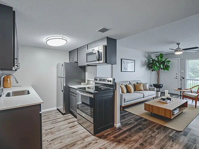 Establishment Kitchen & Living Room Staged